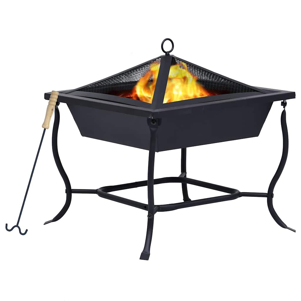 vidaXL Fire Pit Black 42x42x45 cm Steel 1