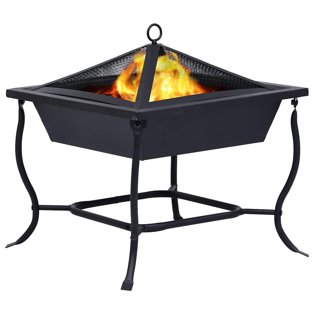 vidaXL Fire Pit Black 42x42x45 cm Steel 2