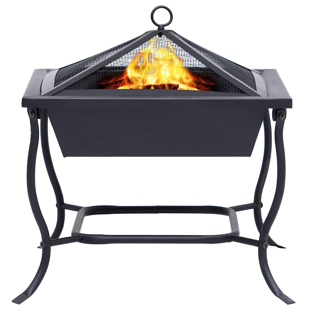 vidaXL Fire Pit Black 42x42x45 cm Steel 3