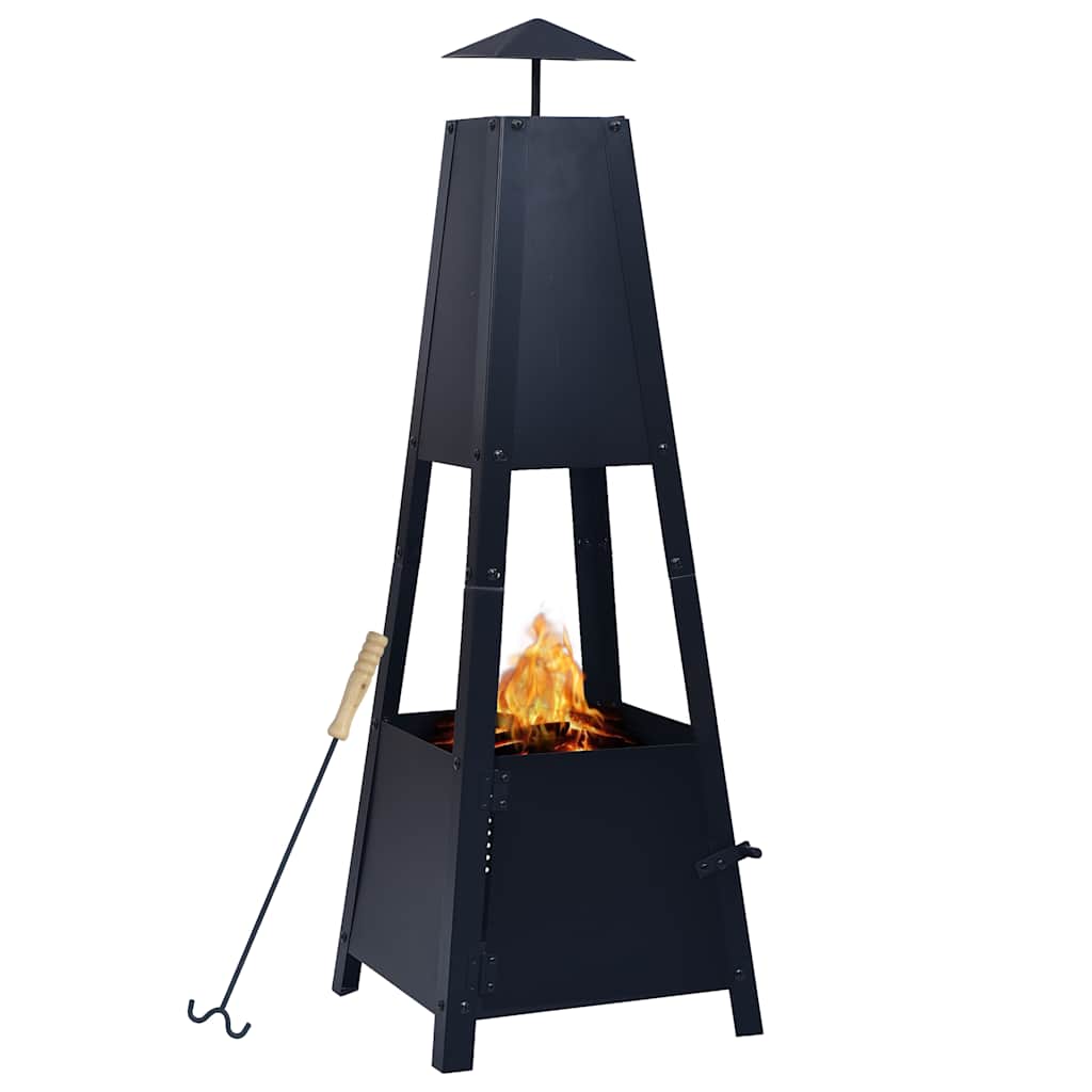 vidaXL Fire Pit Black 35x35x99 cm Steel 1