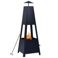 vidaXL Fire Pit Black 35x35x99 cm Steel 1
