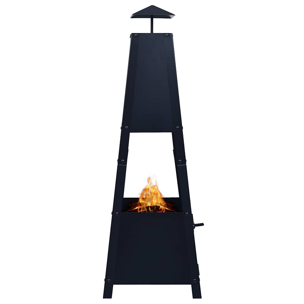 vidaXL Fire Pit Black 35x35x99 cm Steel 3