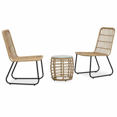 48583 vidaXL 3 Piece Bistro Set Poly Rattan Oak 1