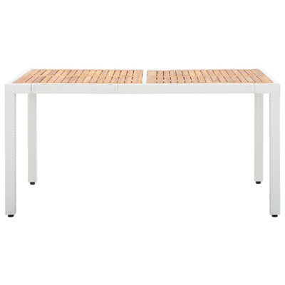 Garden Table White 150x90x75 cm Poly Rattan and Solid Acacia Wood