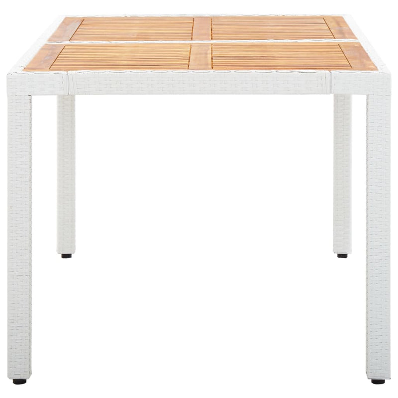 Garden Table White 150x90x75 cm Poly Rattan and Solid Acacia Wood