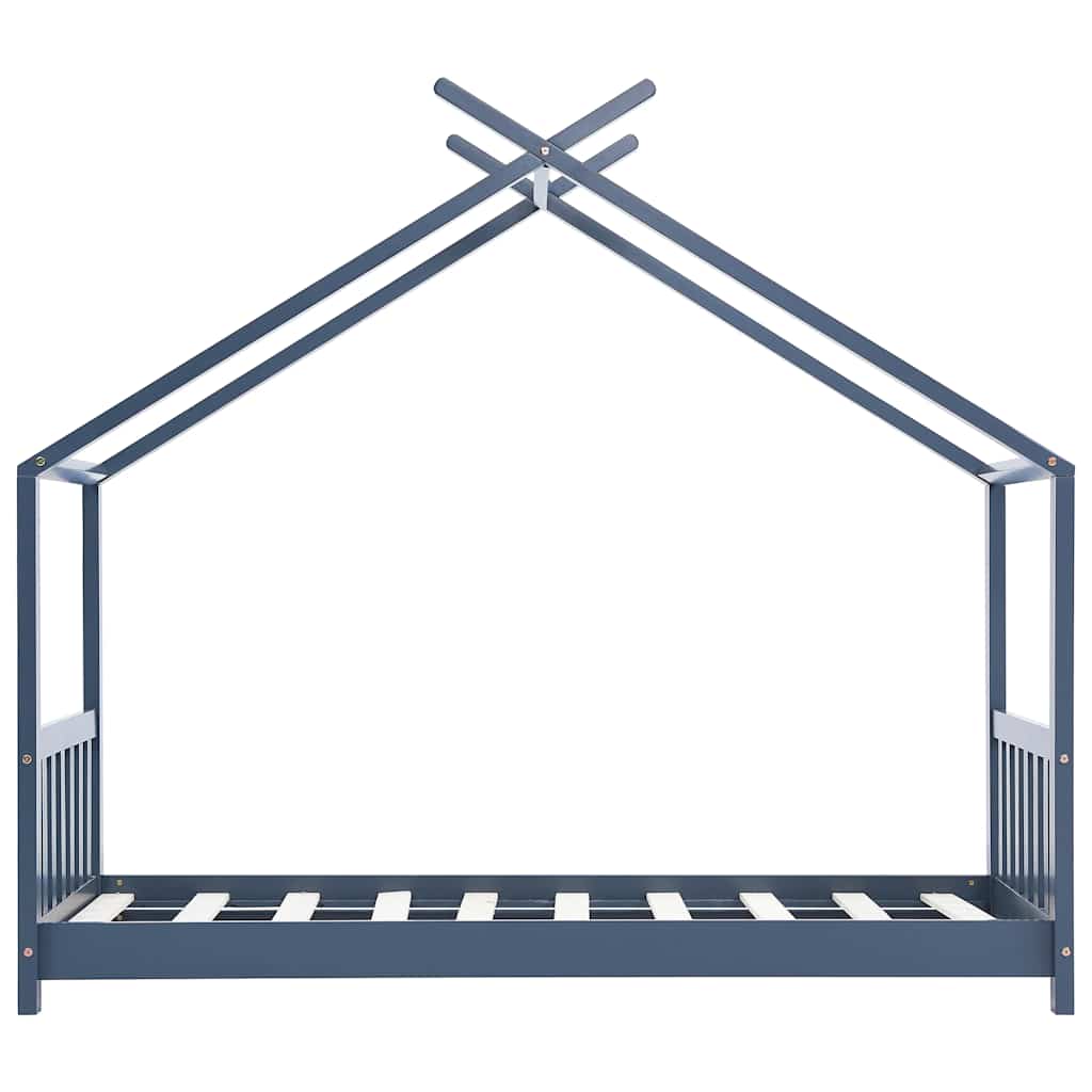 vidaXL Kids Bed Frame | Grey | Solid pine wood, plywood slats | 70 cm x 140 cm 4