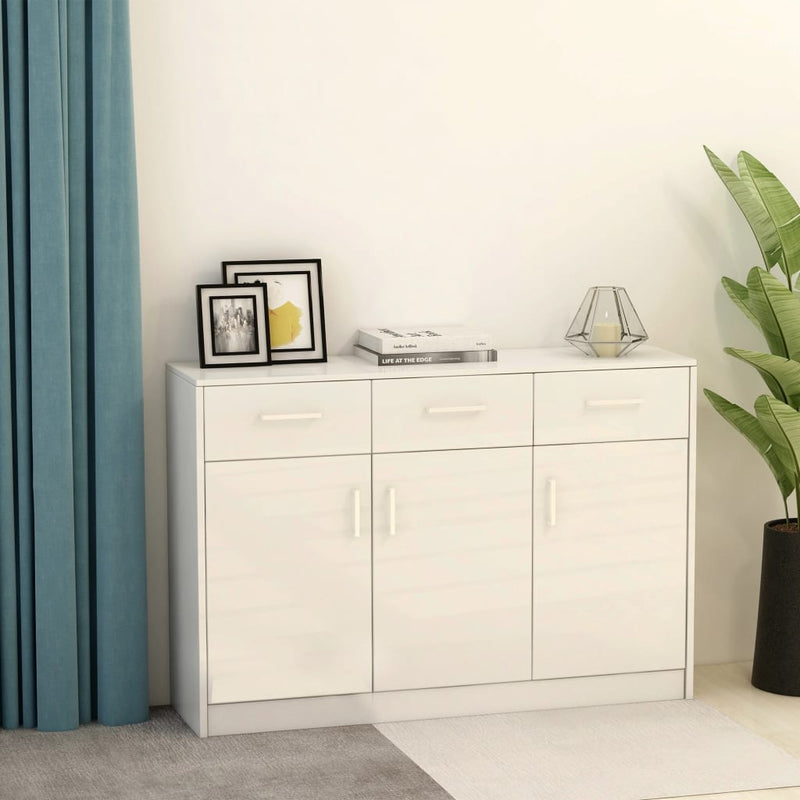 Sideboard White 110x30x75 cm Engineered Wood