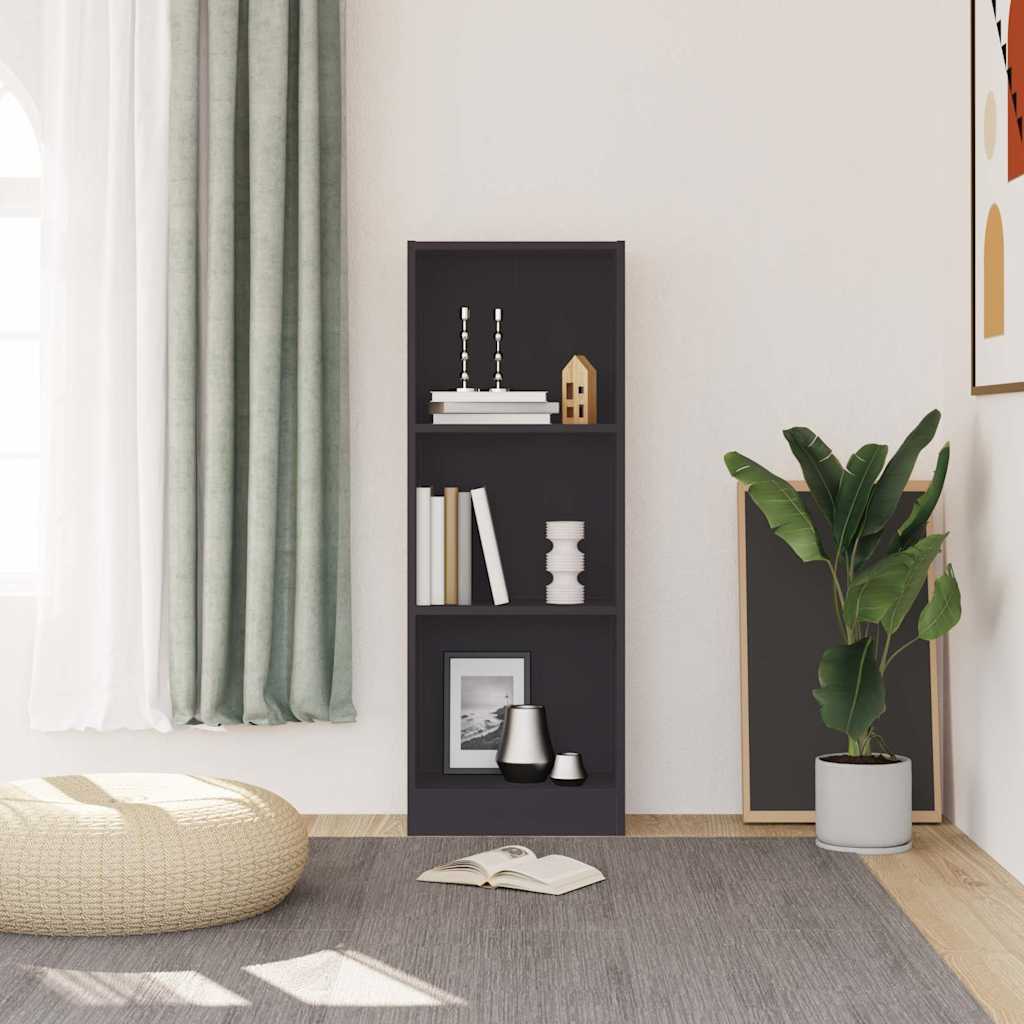 800830 vidaXL 3-Tier Book Cabinet Grey 40x24x109 cm Engineered Wood 3