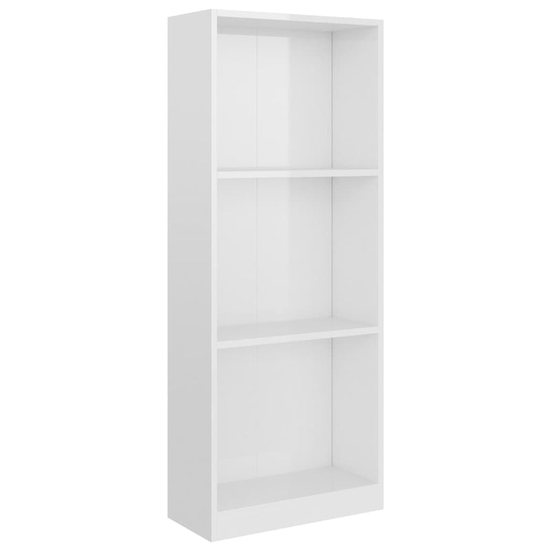 3-Tier Book Cabinet High Gloss White 40x24x108 cm Engineered Wood