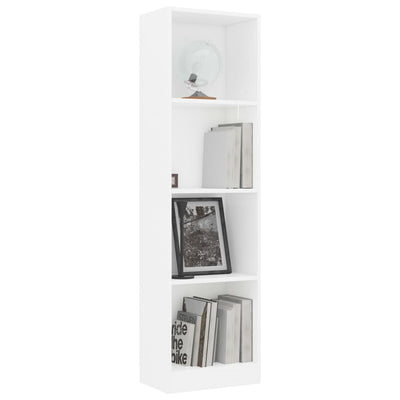 4-Tier Book Cabinet White 40x24x142 cm Engineered Wood