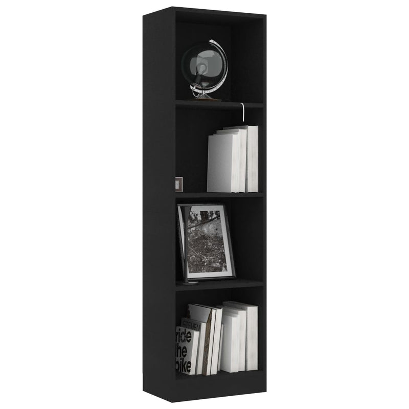 4-Tier Book Cabinet Black 40x24x142 cm Engineered Wood