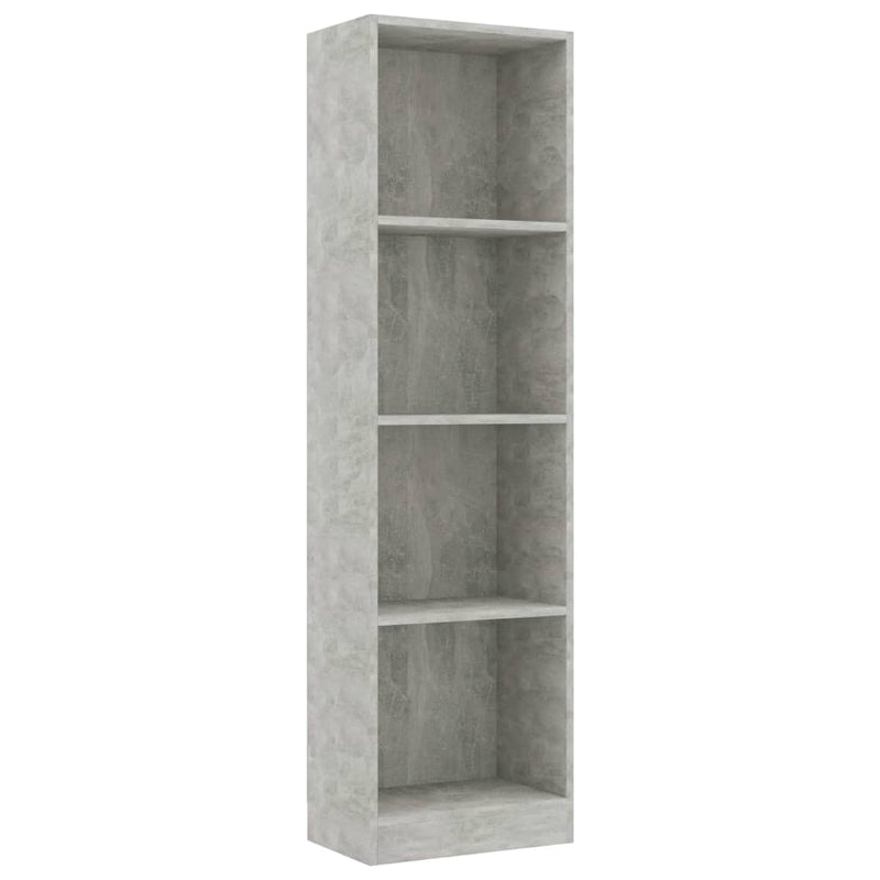 4-Tier Book Cabinet Concrete Grey 40x24x142 cm Engineered Wood