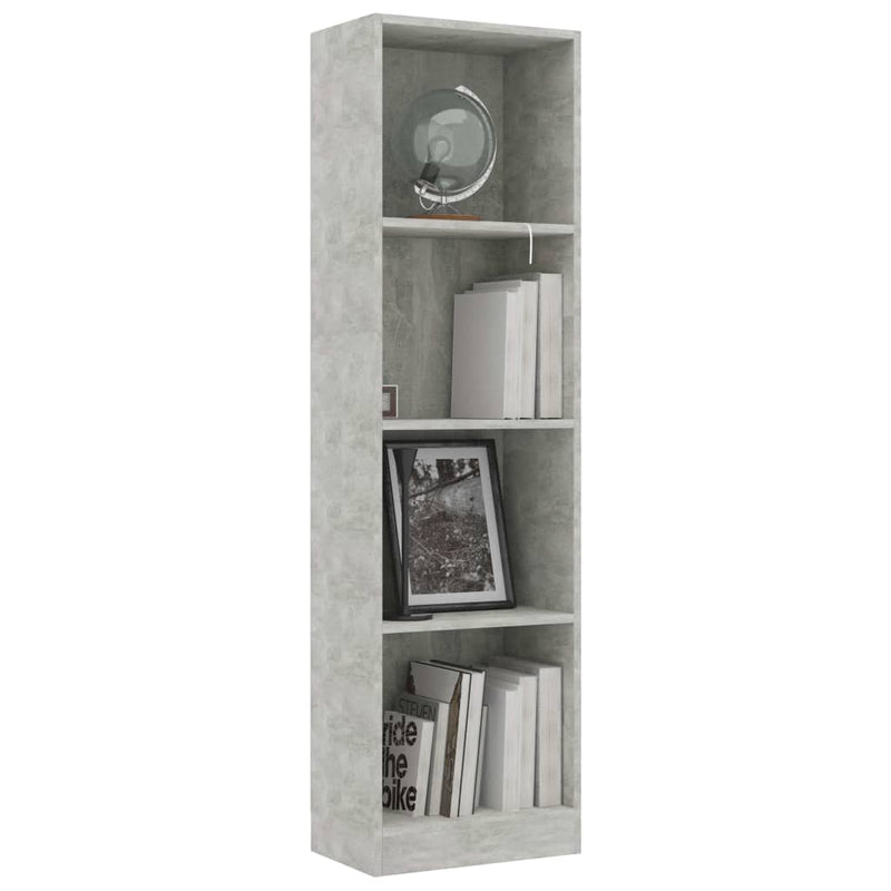 4-Tier Book Cabinet Concrete Grey 40x24x142 cm Engineered Wood