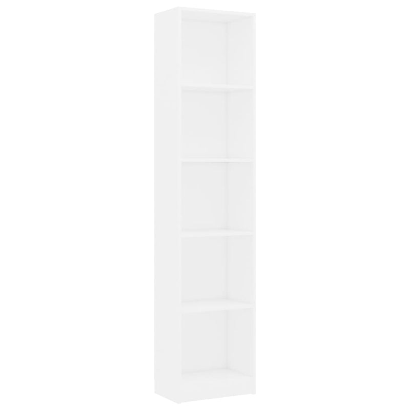 5-Tier Book Cabinet White 40x24x175 cm Engineered Wood