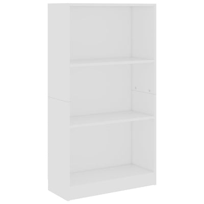 Librería de 3 niveles de madera de ingeniería blanca de 60 x 24 x 109 cm