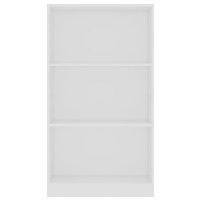 Librería de 3 niveles de madera de ingeniería blanca de 60 x 24 x 109 cm