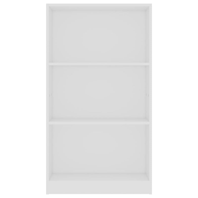 Librería de 3 niveles de madera de ingeniería blanca de 60 x 24 x 109 cm