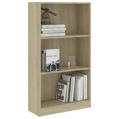 Librería de 3 niveles Roble Sonoma 60x24x109 cm Madera de ingeniería