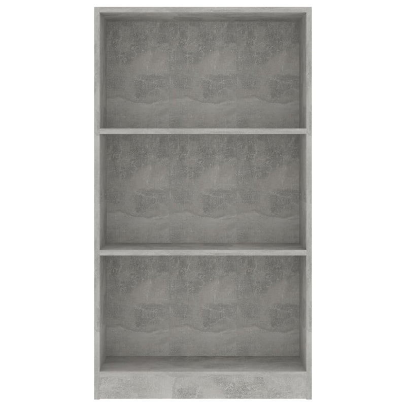 3-Tier Book Cabinet Concrete Grey 60x24x109 cm Engineered Wood