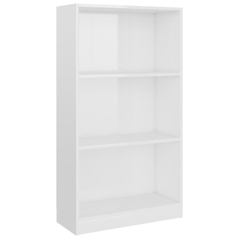 Librería de 3 niveles en blanco brillante de 60 x 24 x 109 cm de madera de ingeniería