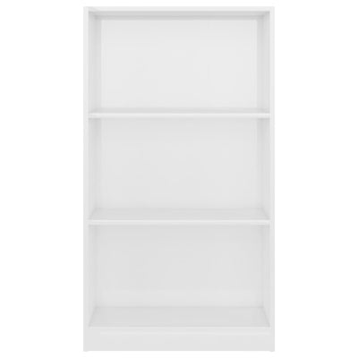 Librería de 3 niveles en blanco brillante de 60 x 24 x 109 cm de madera de ingeniería