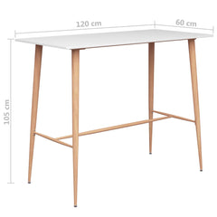 vidaXL Bar Table White 120x60x105 cm 5