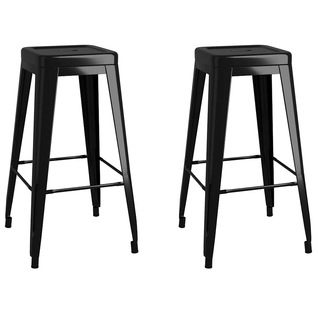 Bar Stools Stackable 2 pcs Metal Black