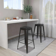 Bar Stools Stackable 2 pcs Metal Black