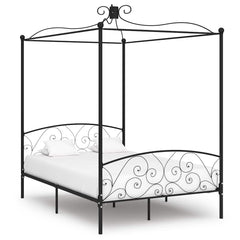 Canopy Bed Frame without Mattress Metal Black 120 x 200 cm