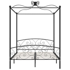 Canopy Bed Frame without Mattress Metal Black 160 x 200 cm