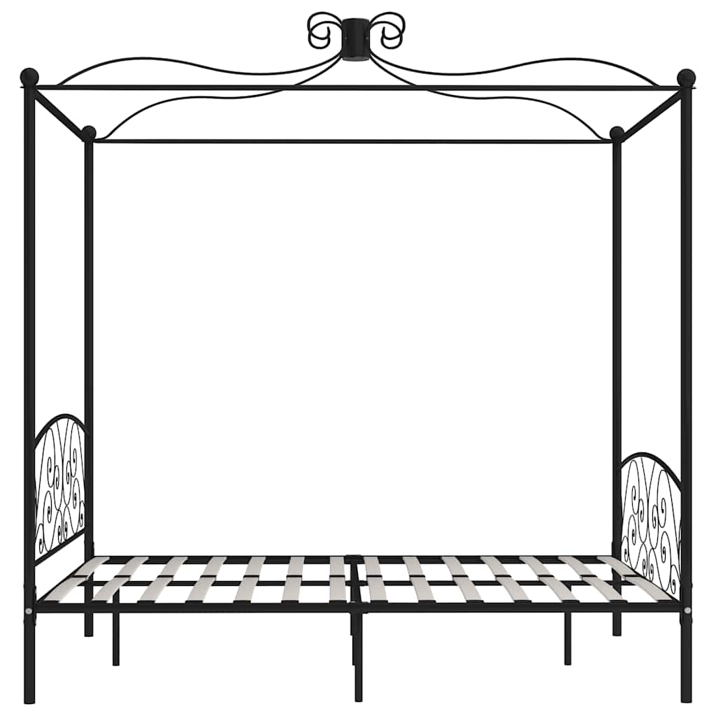 Canopy Bed Frame without Mattress Metal Black 160 x 200 cm