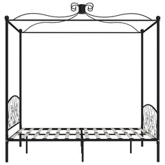 Canopy Bed Frame without Mattress Metal Black 160 x 200 cm