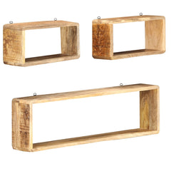 vidaXL Wall Cube Shelf | Brown | Solid mango wood | Set of 3 | Wall Cube Shelf 1