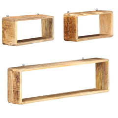 vidaXL Wall Cube Shelf | Brown | Solid mango wood | Set of 3 | Wall Cube Shelf 6