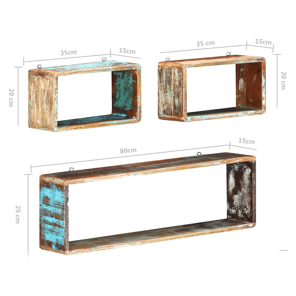 vidaXL Wall Cube Shelf | Multicolour | Solid reclaimed wood | Small and large 5