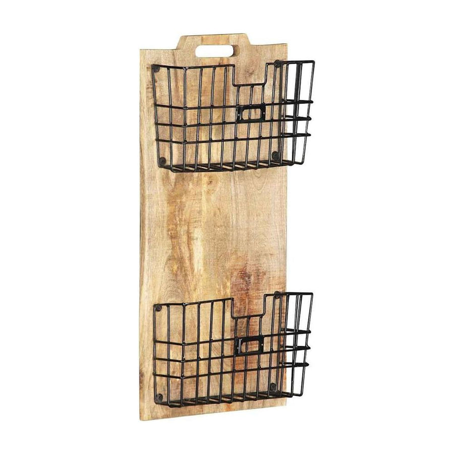 Wall-mounted Magazine Rack Solid Rough Mango Wood