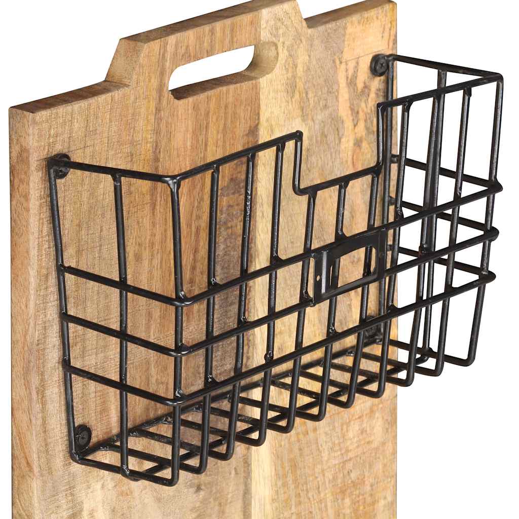 vidaXL Magazine Rack | Brown, Black | Mango Wood, Steel | 33 x 10 x 67 cm 3