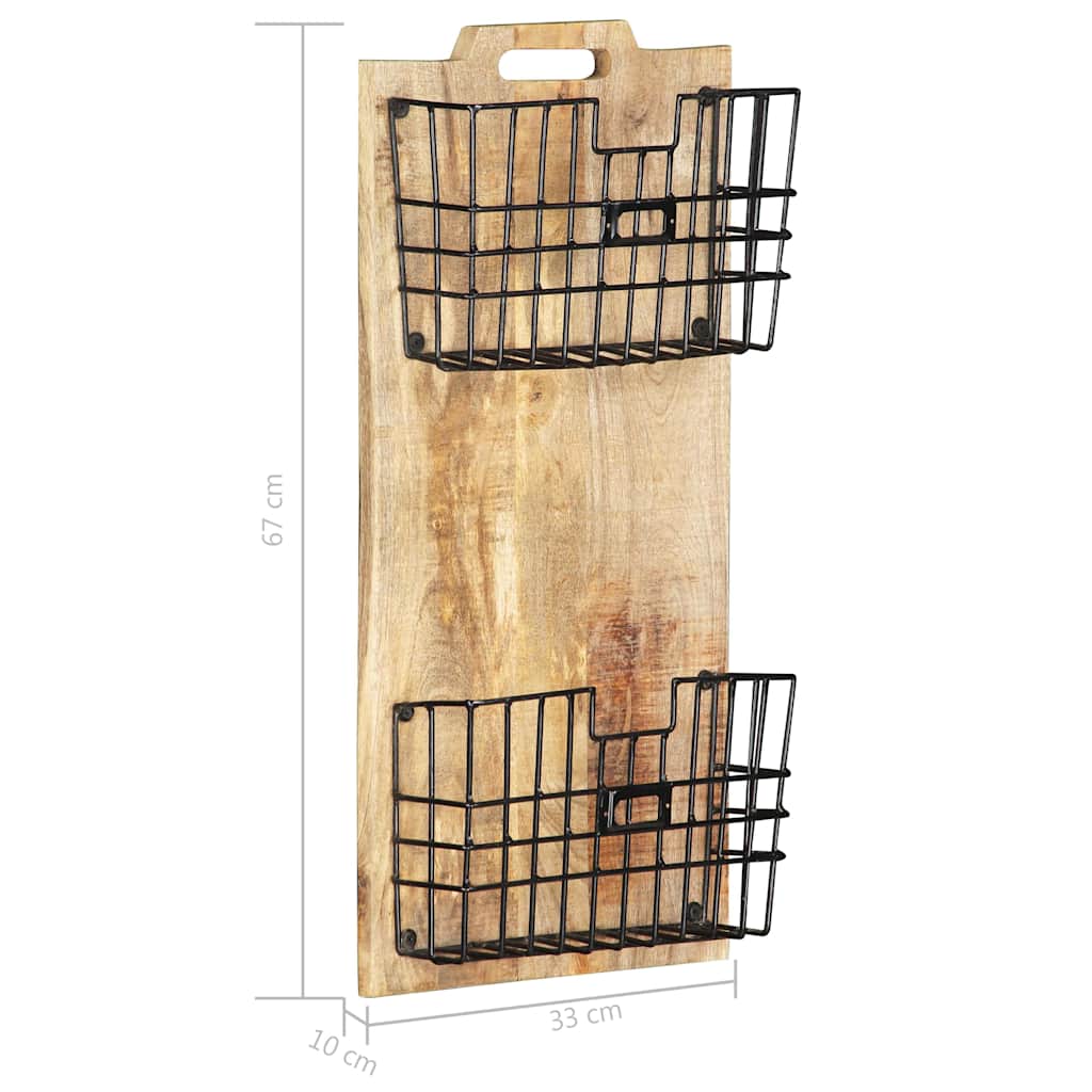 vidaXL Magazine Rack | Brown, Black | Mango Wood, Steel | 33 x 10 x 67 cm 5