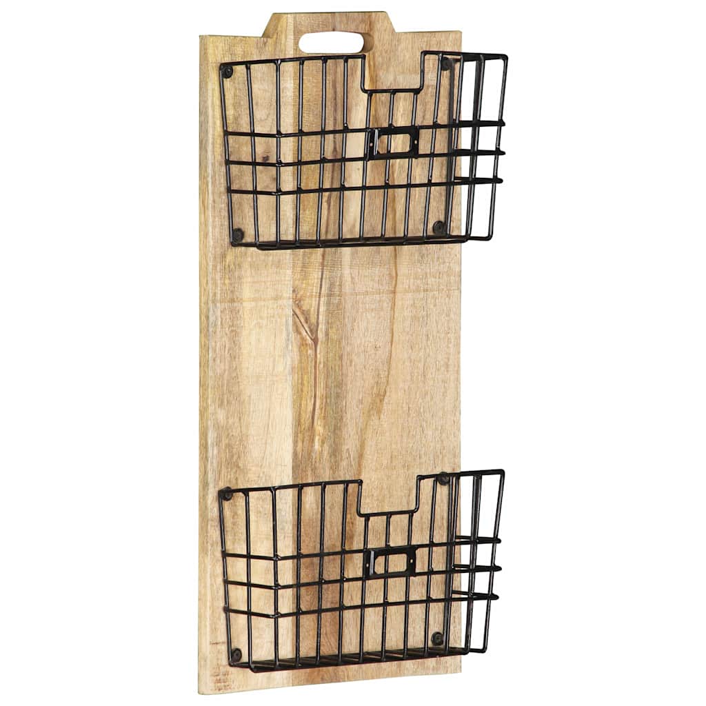vidaXL Magazine Rack | Brown, Black | Mango Wood, Steel | 33 x 10 x 67 cm 6
