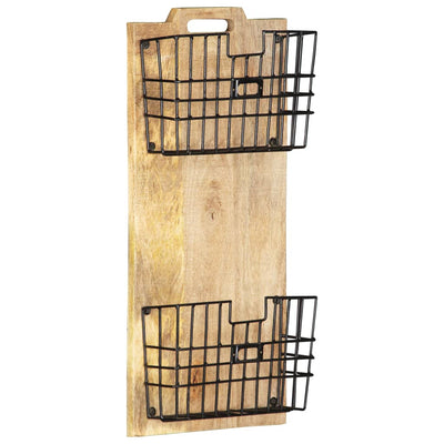 Wall-mounted Magazine Rack 33x10x67 cm Solid Rough Mango Wood