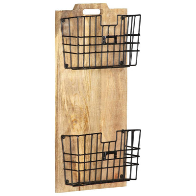 Wall-mounted Magazine Rack 33x10x67 cm Solid Rough Mango Wood