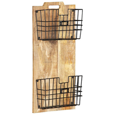 Wall-mounted Magazine Rack 33x10x67 cm Solid Rough Mango Wood