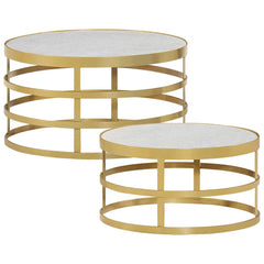 285911 vidaXL 2 Piece Coffee Table Set Marble Brass and White 1
