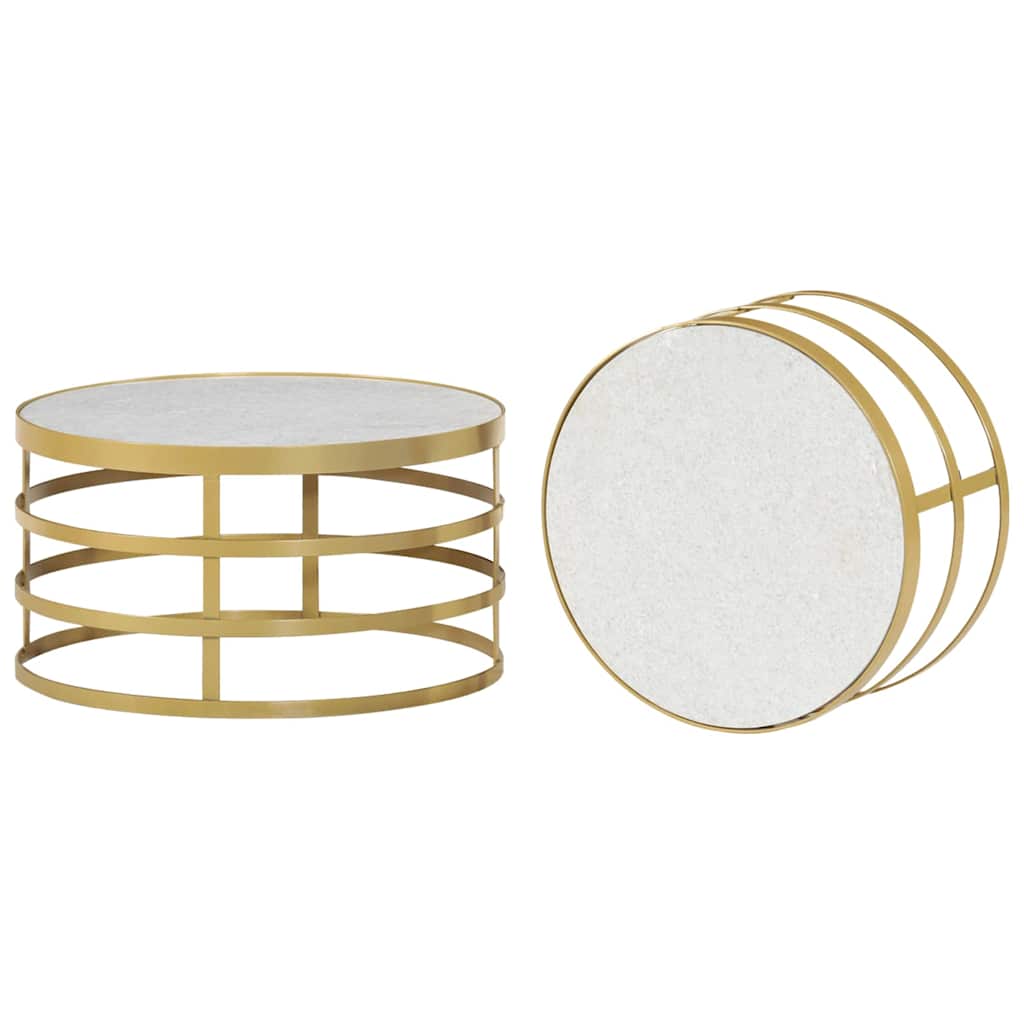 285911 vidaXL 2 Piece Coffee Table Set Marble Brass and White 3