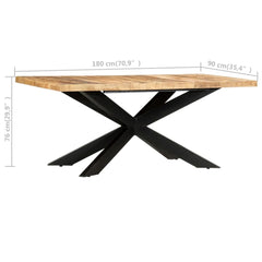 vidaXL Dining Table 180x90x76 cm Solid Rough Mango Wood 5