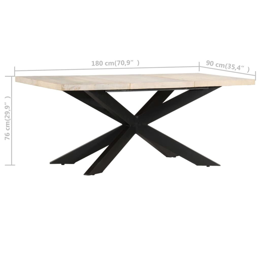 vidaXL Dining Table 180x90x76 cm Solid Bleached Mango Wood 5