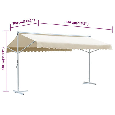 Free Standing Awning 600x300 cm Cream