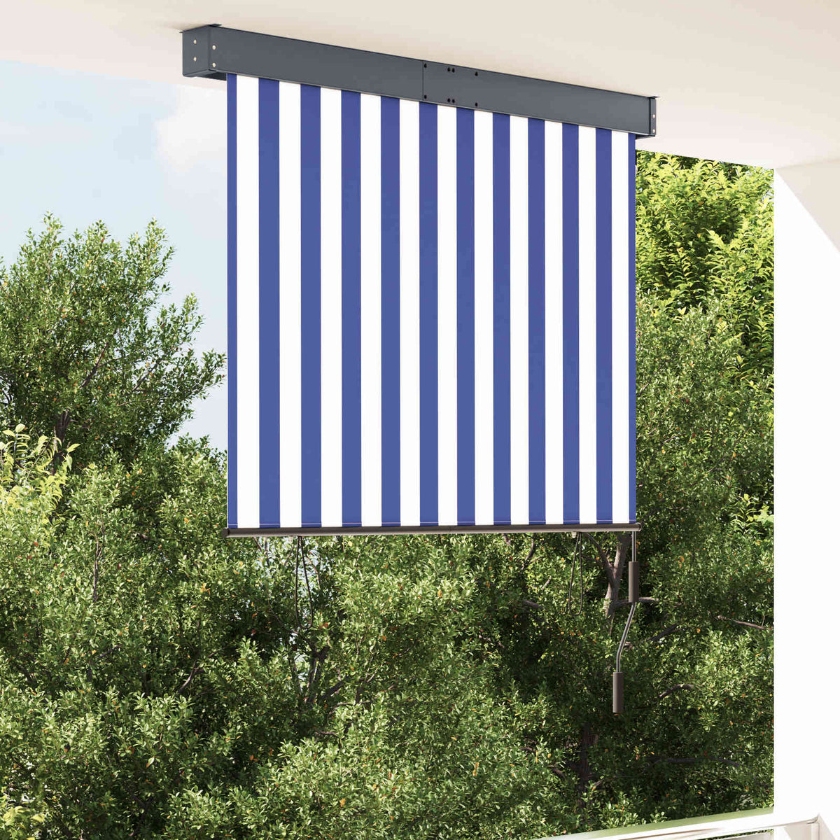 Outdoor Roller Blind 120 x 250 cm Blue and white