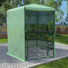 48166 vidaXL Greenhouse with Shelves Steel 227x223 cm 1