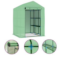 48167 vidaXL Greenhouse with Shelves Steel 143x143x195 cm 2